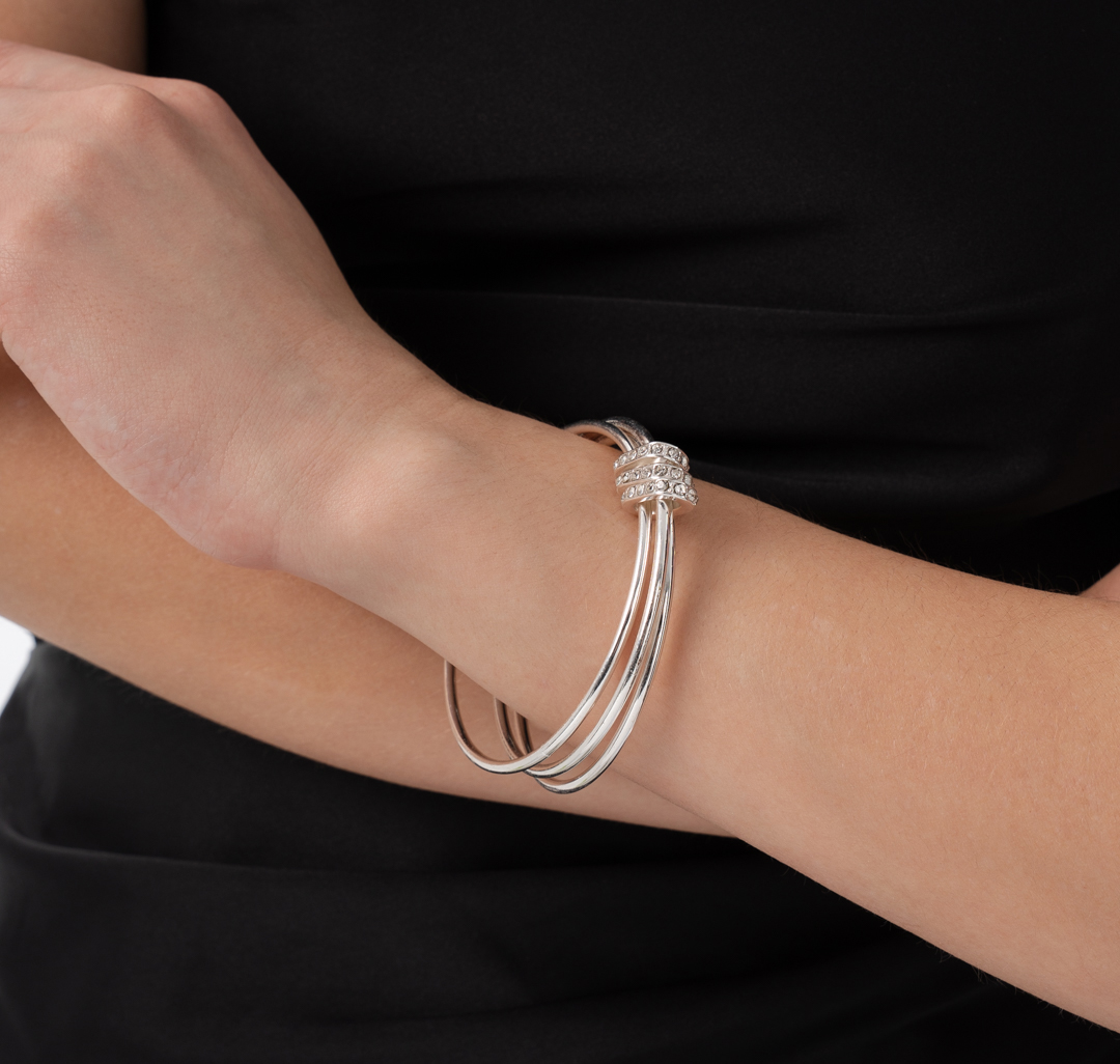 Браслет Мармалато, цвет Белое серебро-прозрачный #3