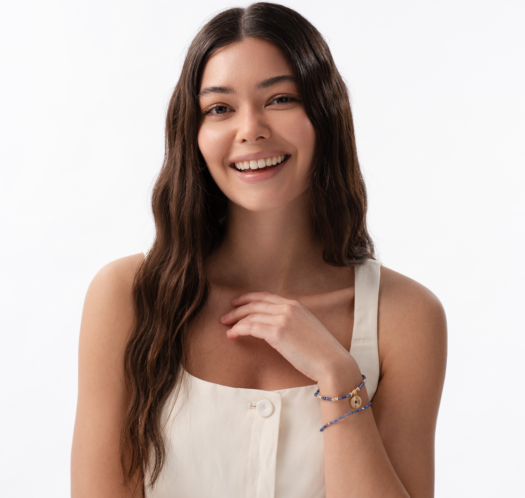 Набор браслетов (2 шт) Мармалато, цвет синий-золото #1