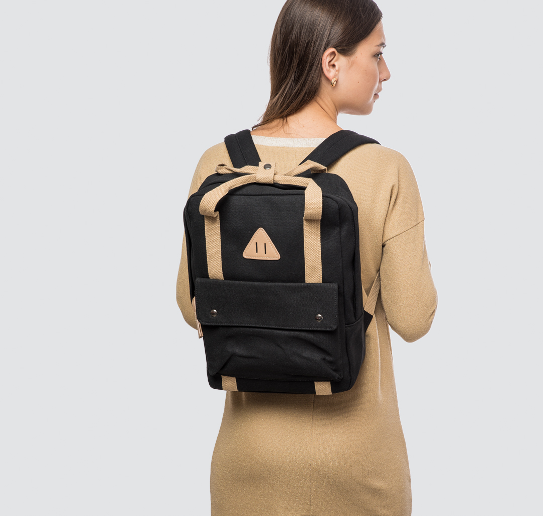 Рюкзак женский текстильный для девочки Мармалато, цвет Черный-бежевый #2