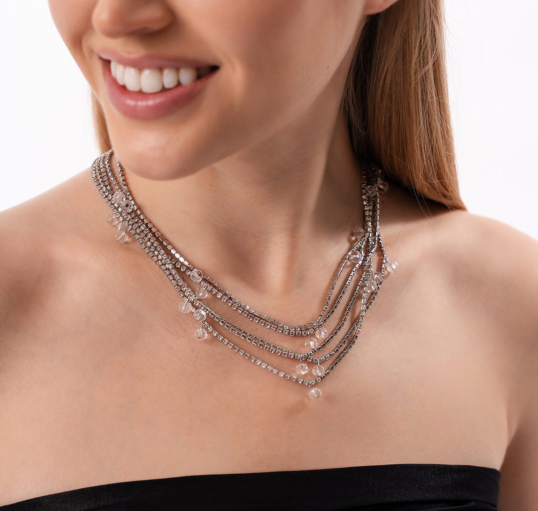 Колье Мармалато, цвет Белое серебро-прозрачный #5