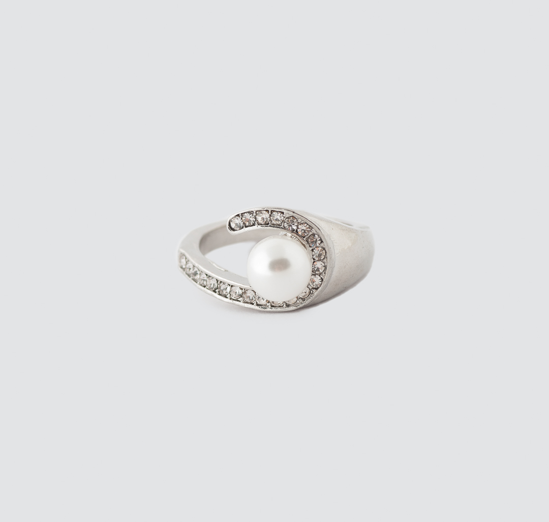 Кольцо Мармалато, цвет Серебро-белый жемчуг #1