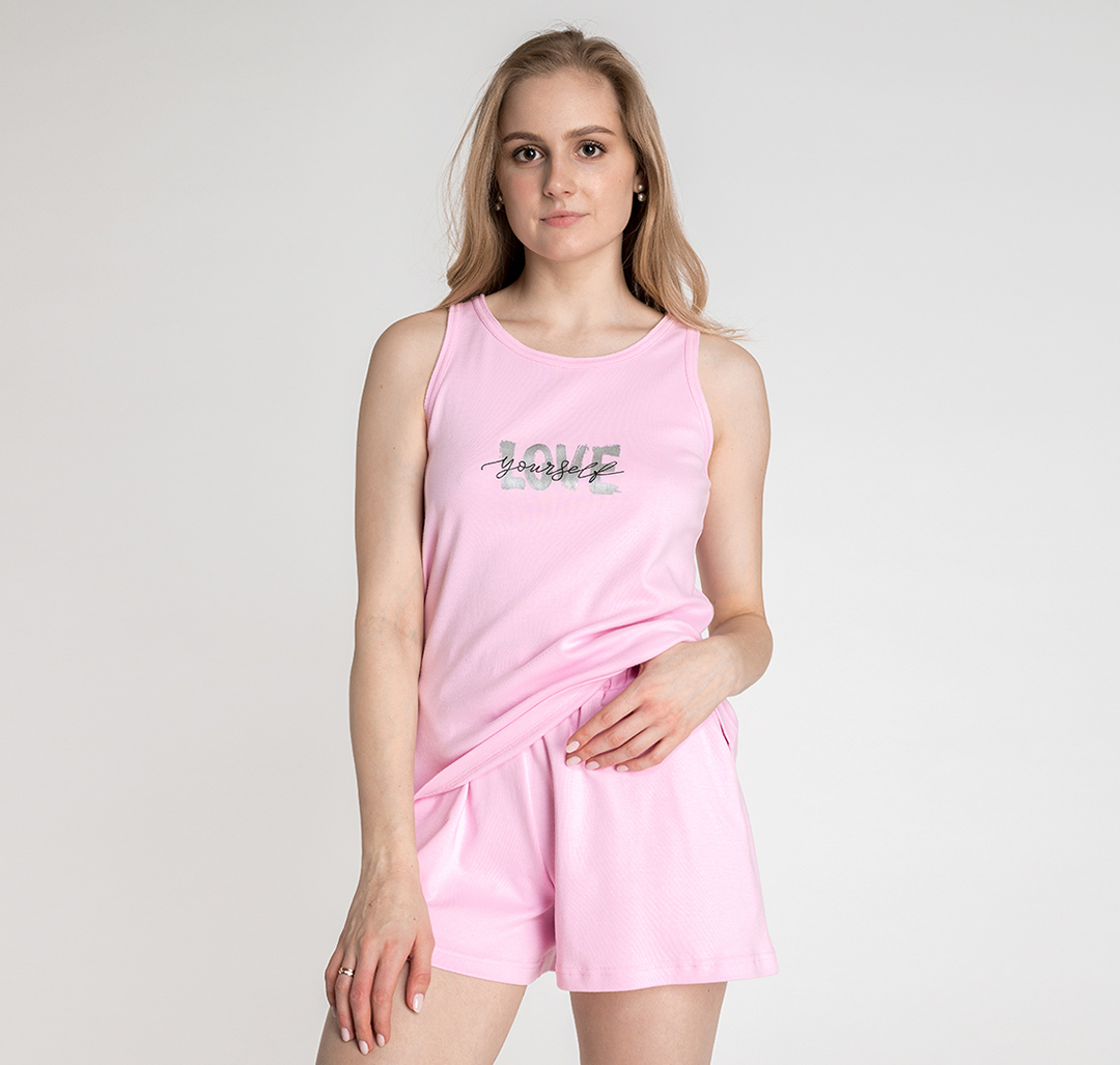 Комплект (шорты, майка) розовый-черный-серебро 742-579 122247 купить винтернет-магазине Мармалато