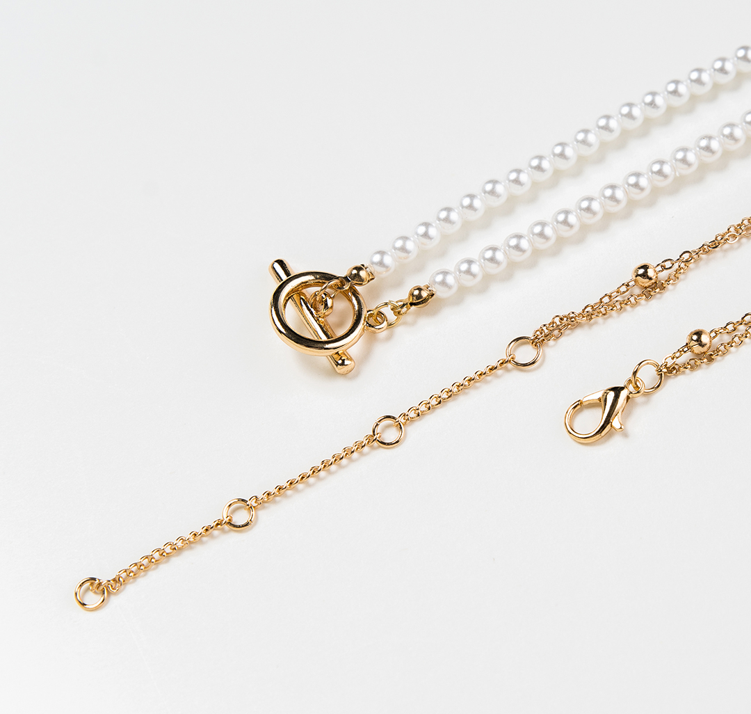 Набор колье (2 шт) Мармалато, цвет Жемчуг-золото #3