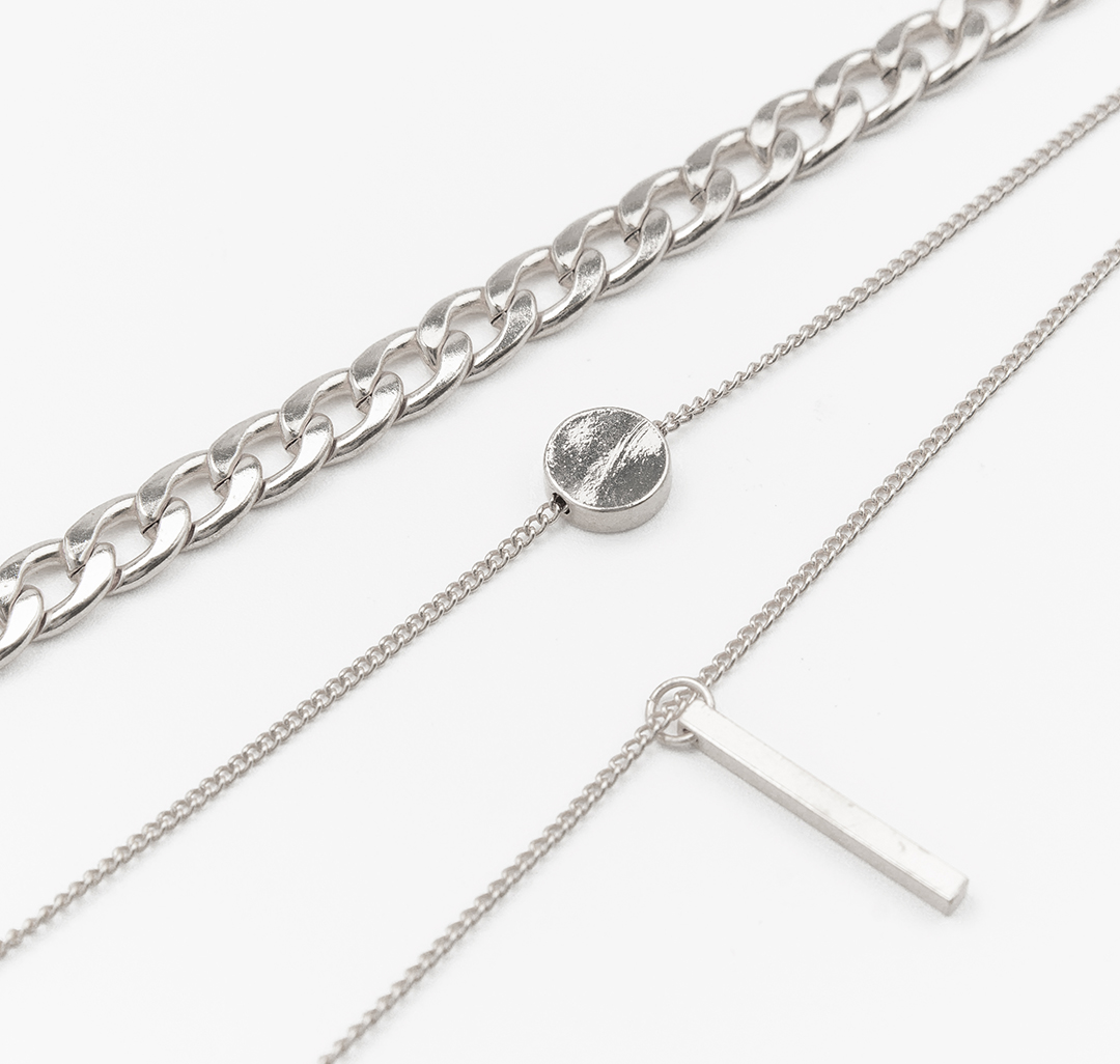 Набор колье (2 шт) Мармалато, цвет Белое серебро #2