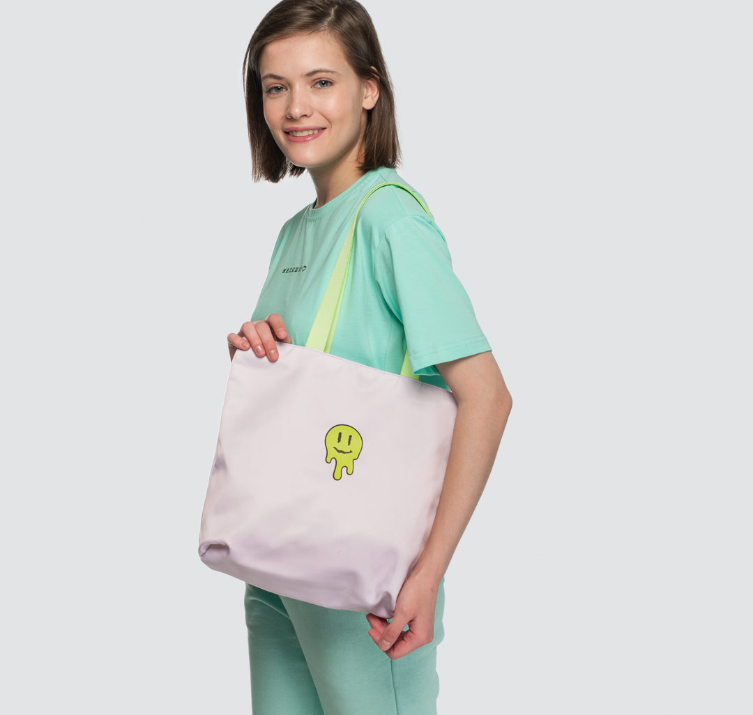 Женская текстильная сумка-шоппер Мармалато, цвет Сиреневый-неоновый зеленый #2