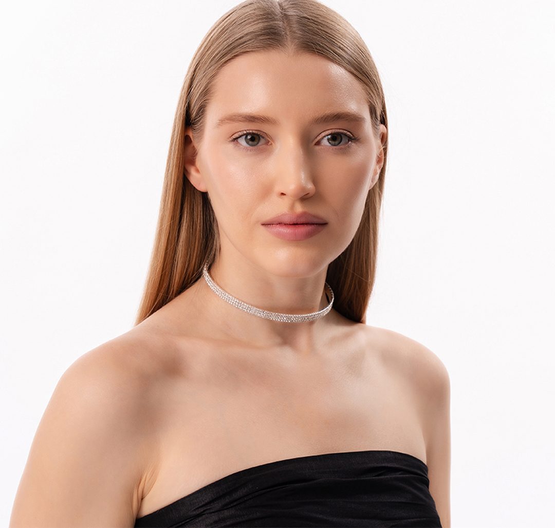 Чокер серебро-прозрачный Мармалато, цвет белое серебро-прозрачный #2