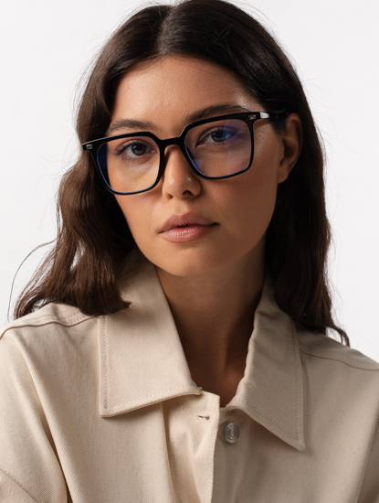 Очки имиджевые прозрачные-черные