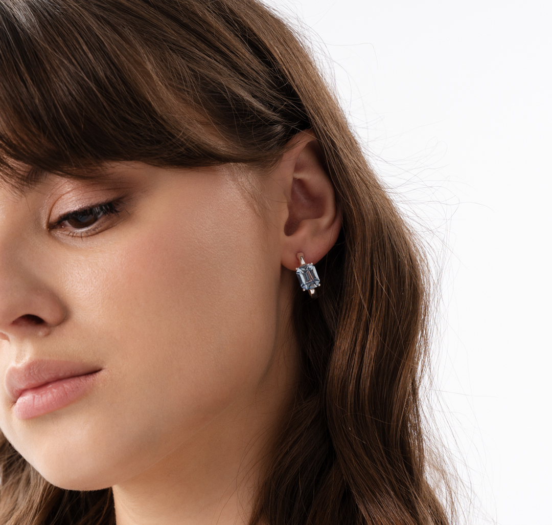 Серьги Мармалато, цвет Белое серебро-голубой #4