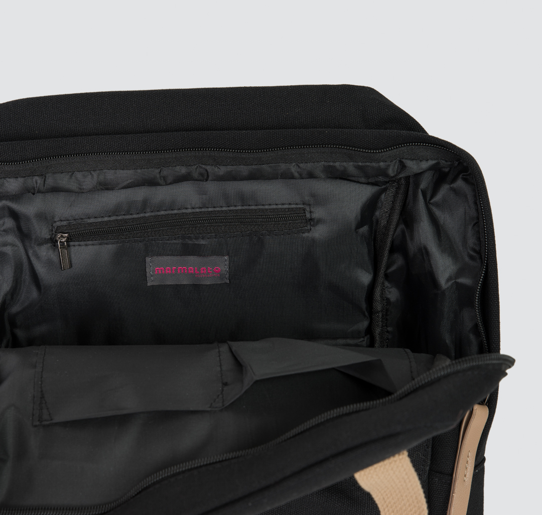 Рюкзак женский текстильный для девочки Мармалато, цвет Черный-бежевый #3