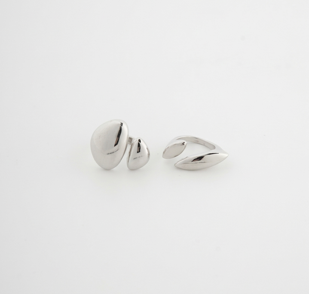 Набор колец (2 шт) Мармалато, цвет серебро #4