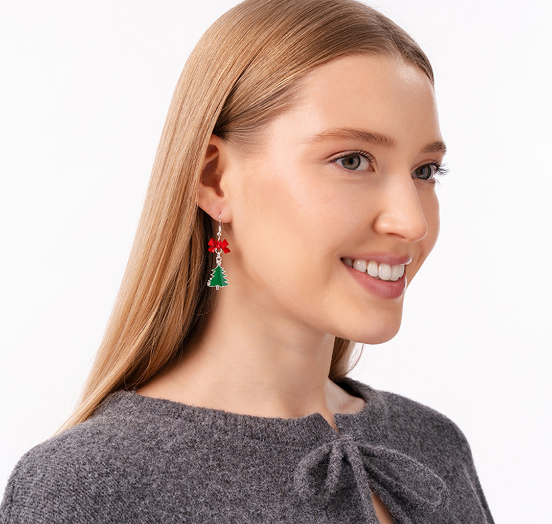Серьги Мармалато, цвет Зеленый-красный-белое серебро #2