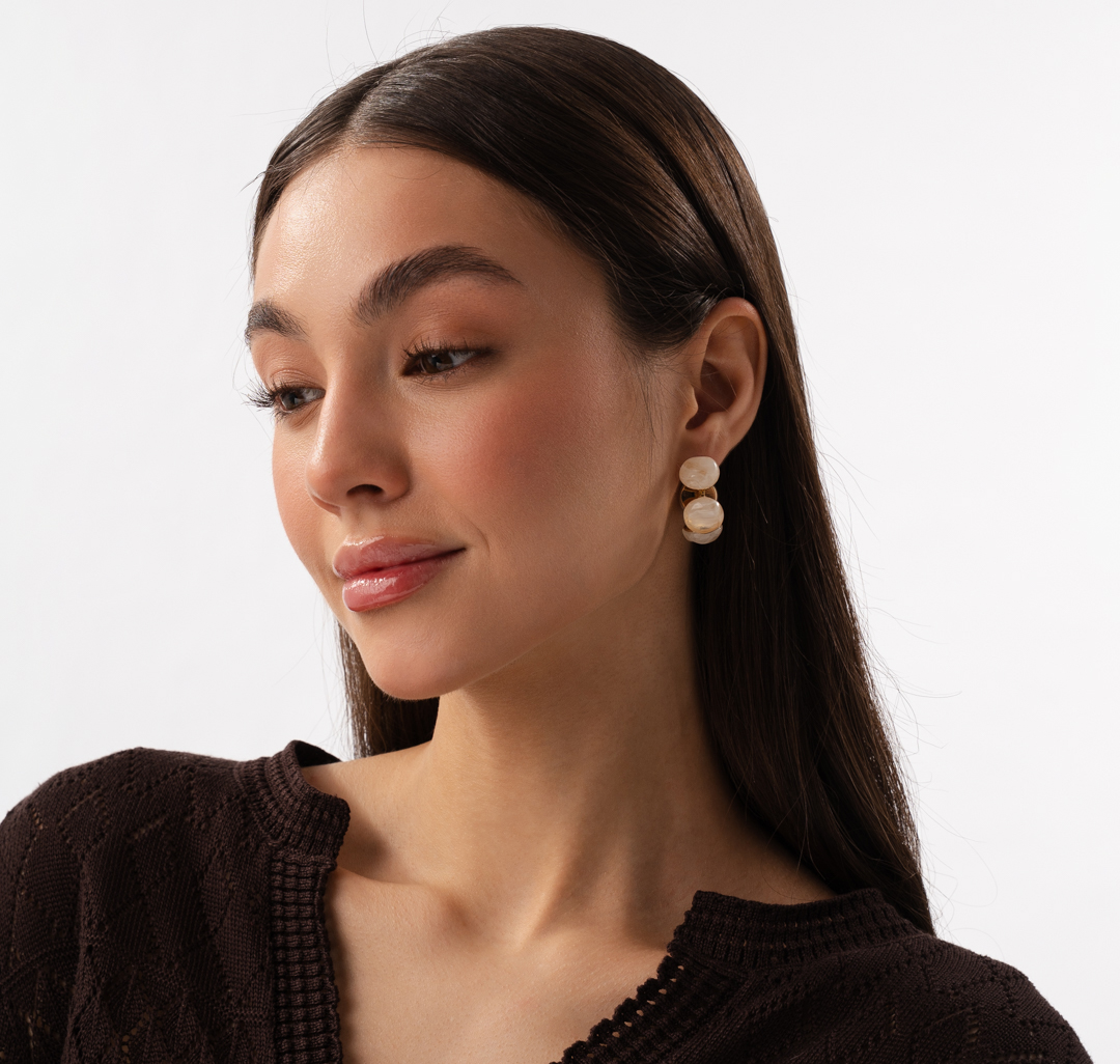 Серьги Мармалато, цвет молочный-золото #2