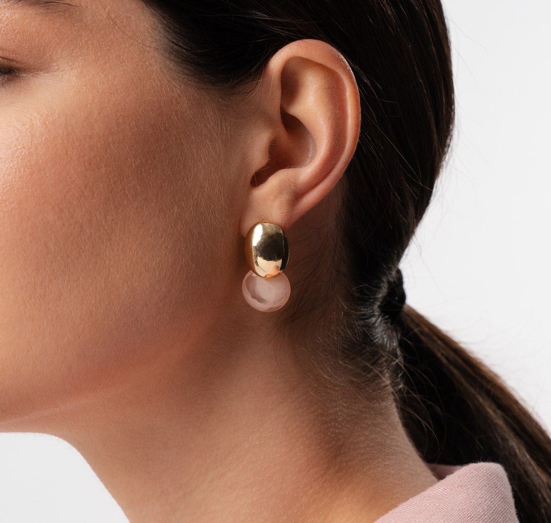 Серьги Мармалато, цвет золото-светло розовый-молочный #1