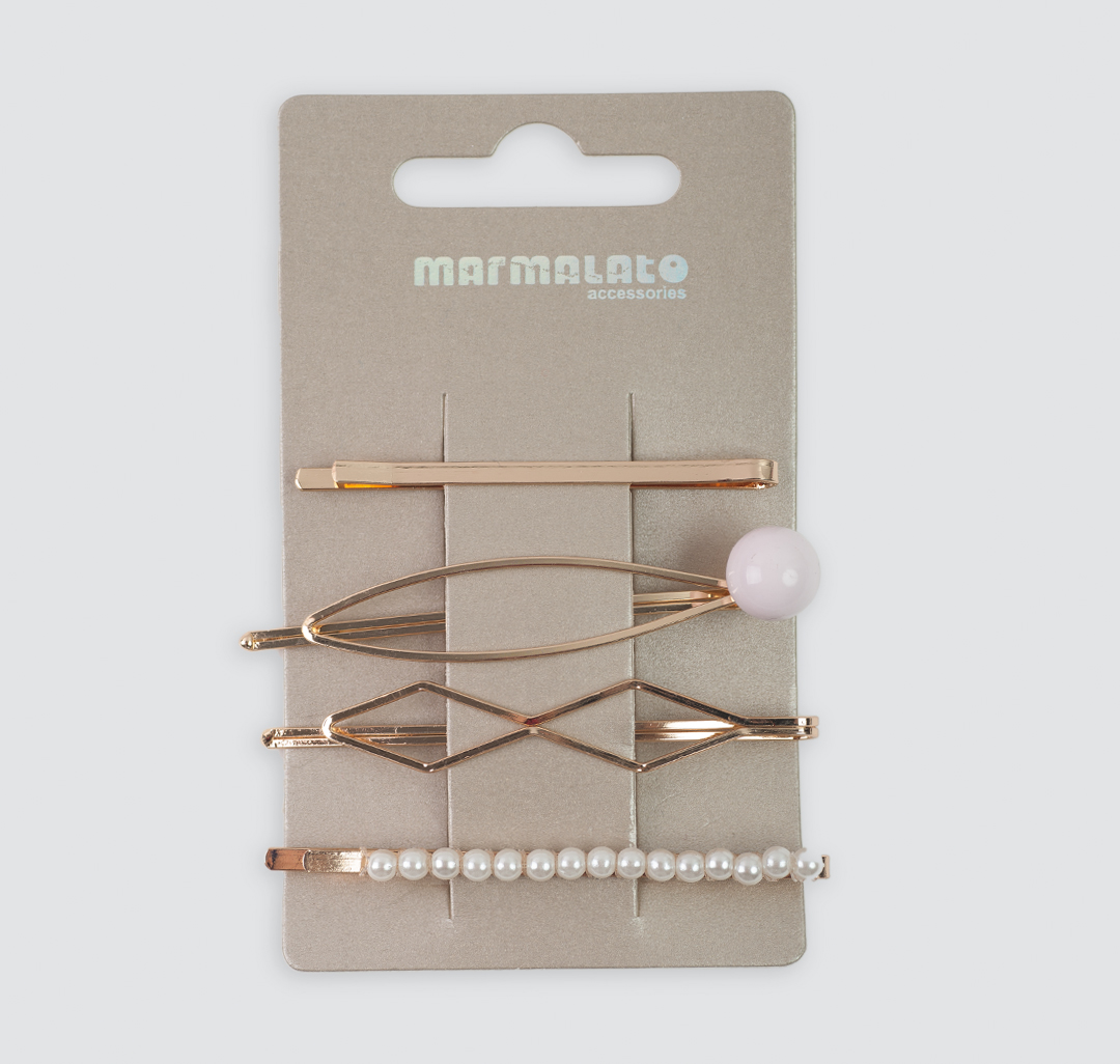 Набор невидимок (4 шт) Мармалато, цвет золото-белый жемчуг-розовый #1