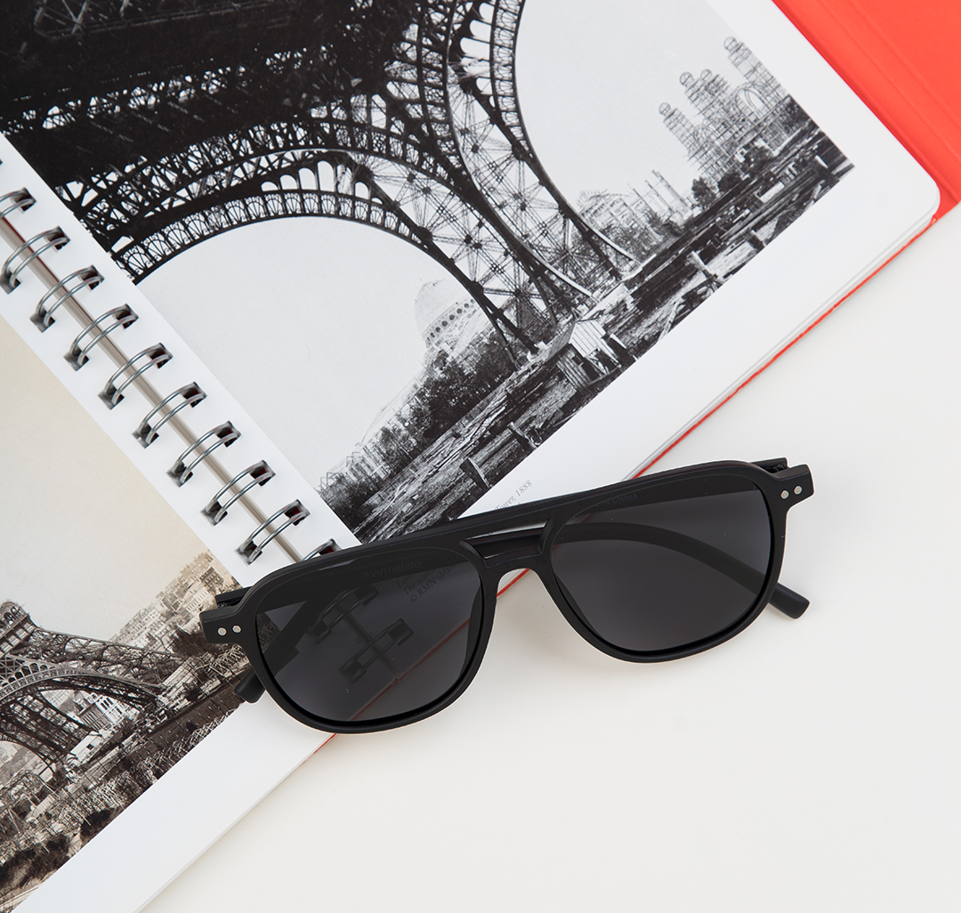 Очки солнцезащитные с поляризацией матовые черные Мармалато, цвет матовый черный-серебро #7