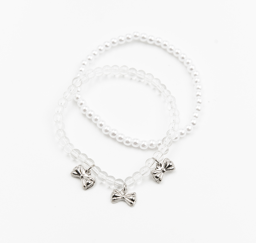 Набор браслетов (2 шт) Мармалато, цвет жемчуг-прозрачный-серебро #1