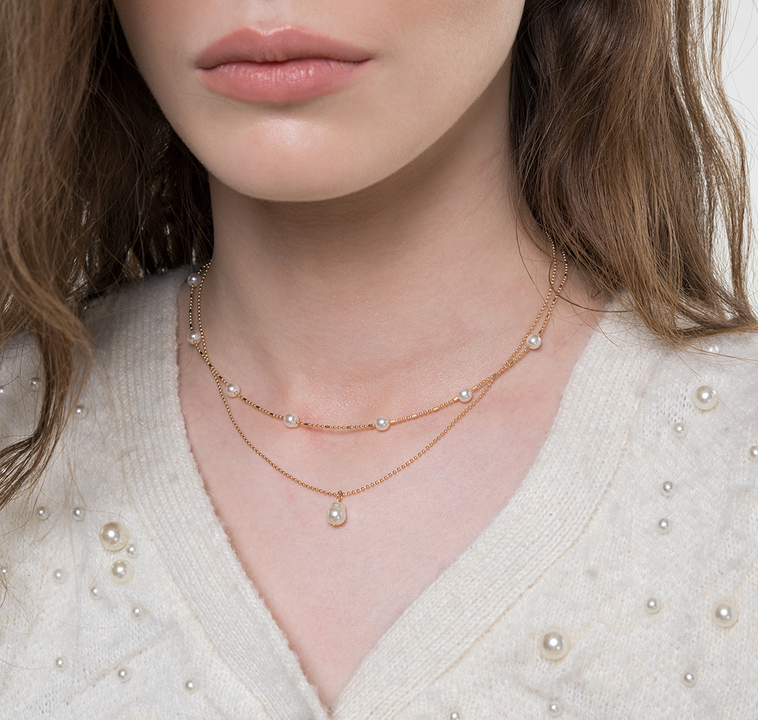 Набор колье (2 шт) Мармалато, цвет золото-жемчуг #5