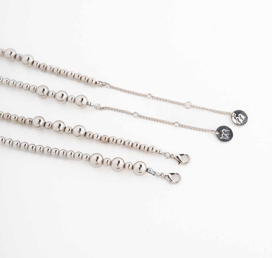 Набор колье (2 шт) Мармалато, цвет серебро #5