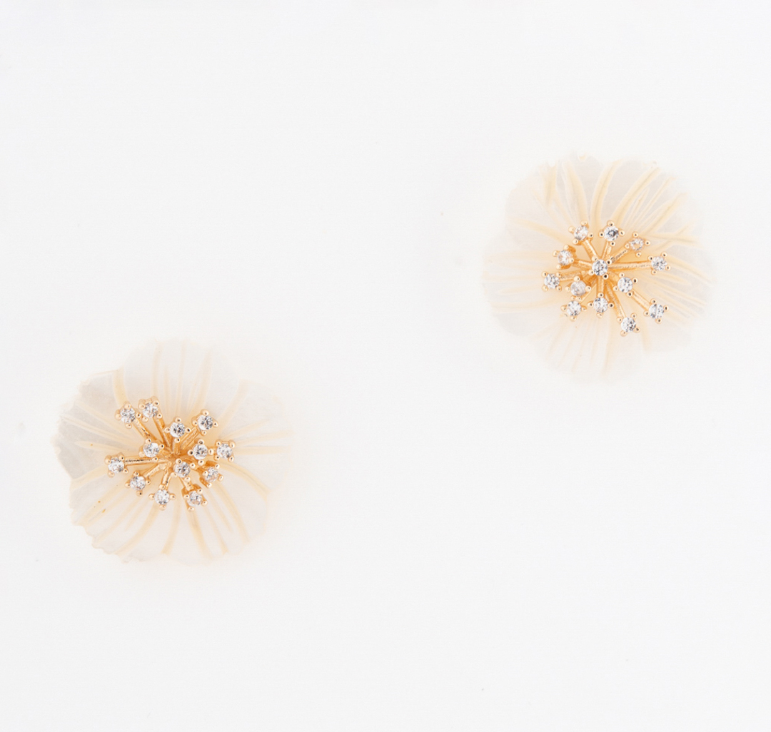 Серьги Мармалато, цвет Молочный-прозрачный-золото #1