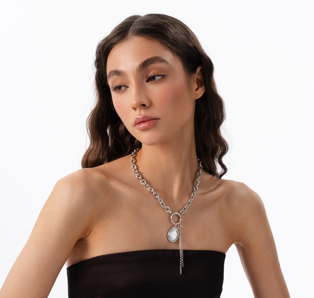 Колье Мармалато, цвет Серебро-белый жемчуг #4