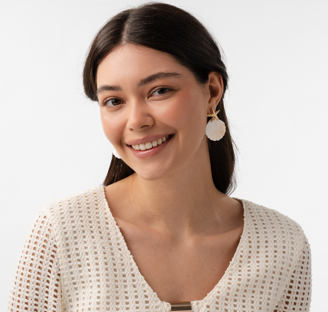 Серьги Мармалато, цвет золото-молочный #3