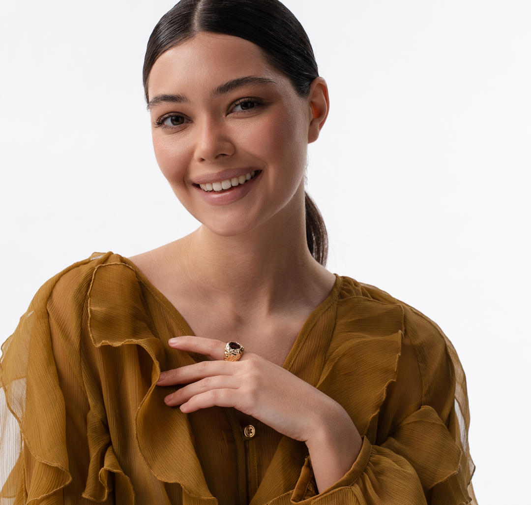 Кольцо Мармалато, цвет золото-коричневый #3