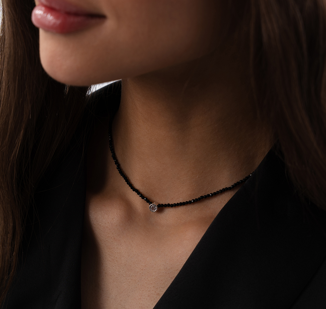 Чокер Мармалато, цвет Черный-прозрачный-белое серебро #3