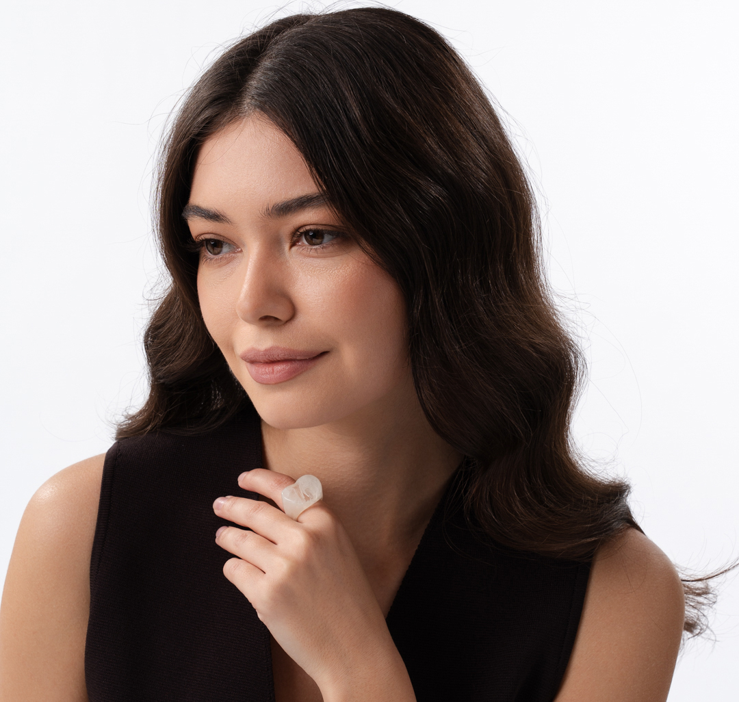 Кольцо Мармалато, цвет Бежевый-молочный #2