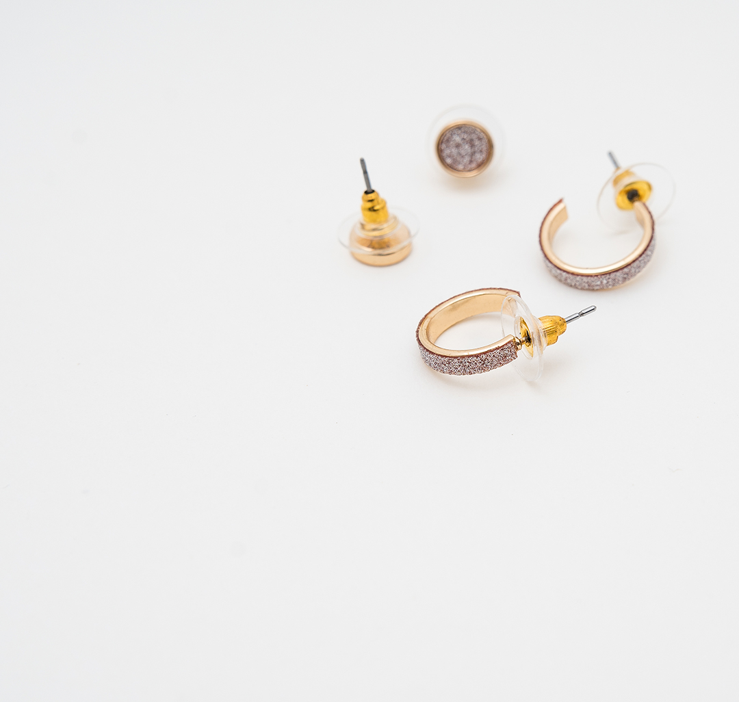 Набор серег (6 пар) металл-полиуретан Мармалато, цвет черный-белое серебро-золото #2