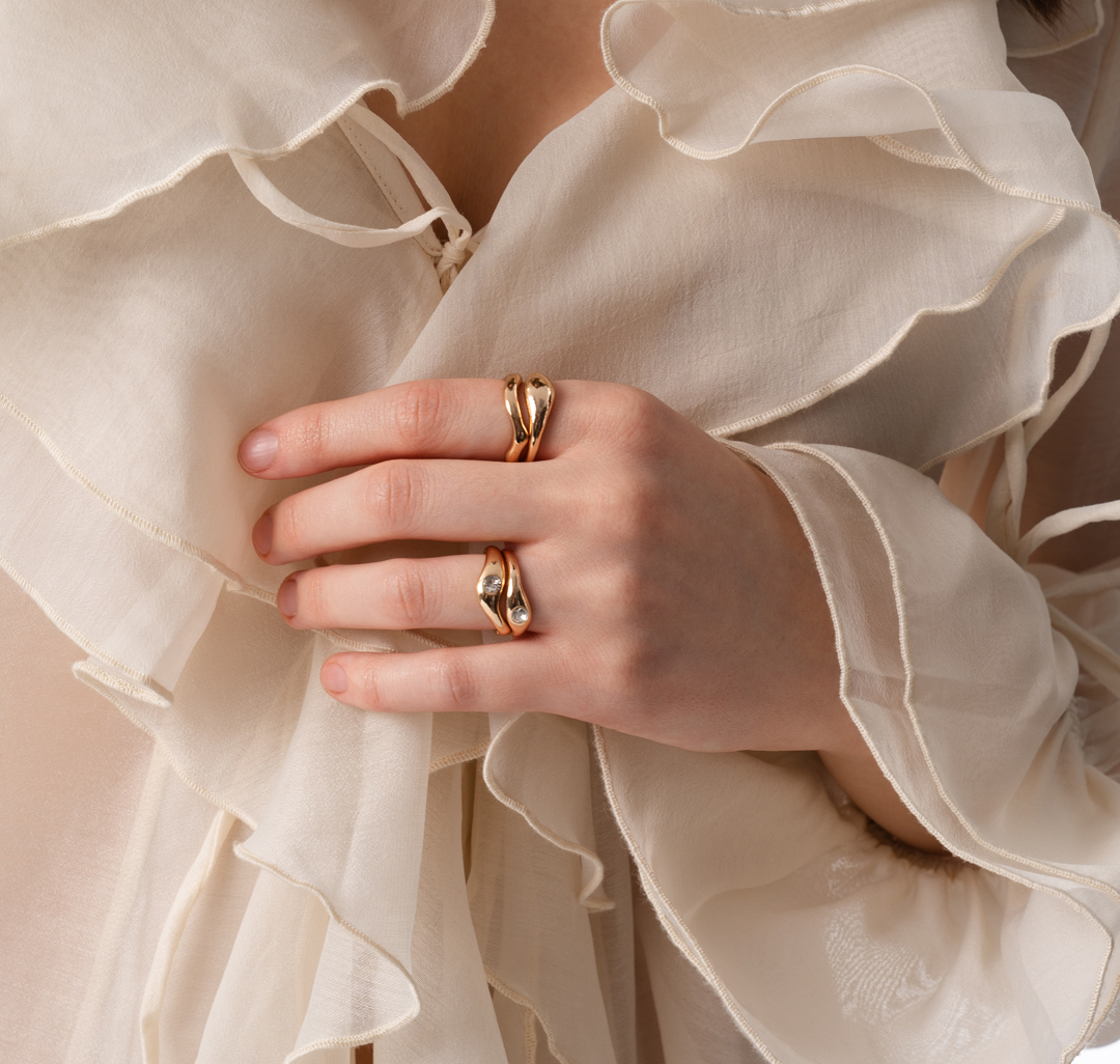 Набор колец (4 шт) Мармалато, цвет Золото-прозрачный #3