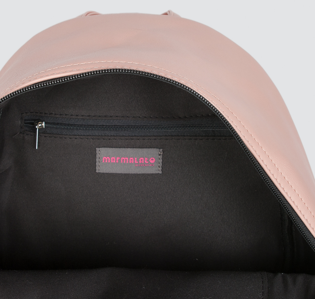 Кожаный рюкзак женский базовый Мармалато, цвет Пудровый-черный #3