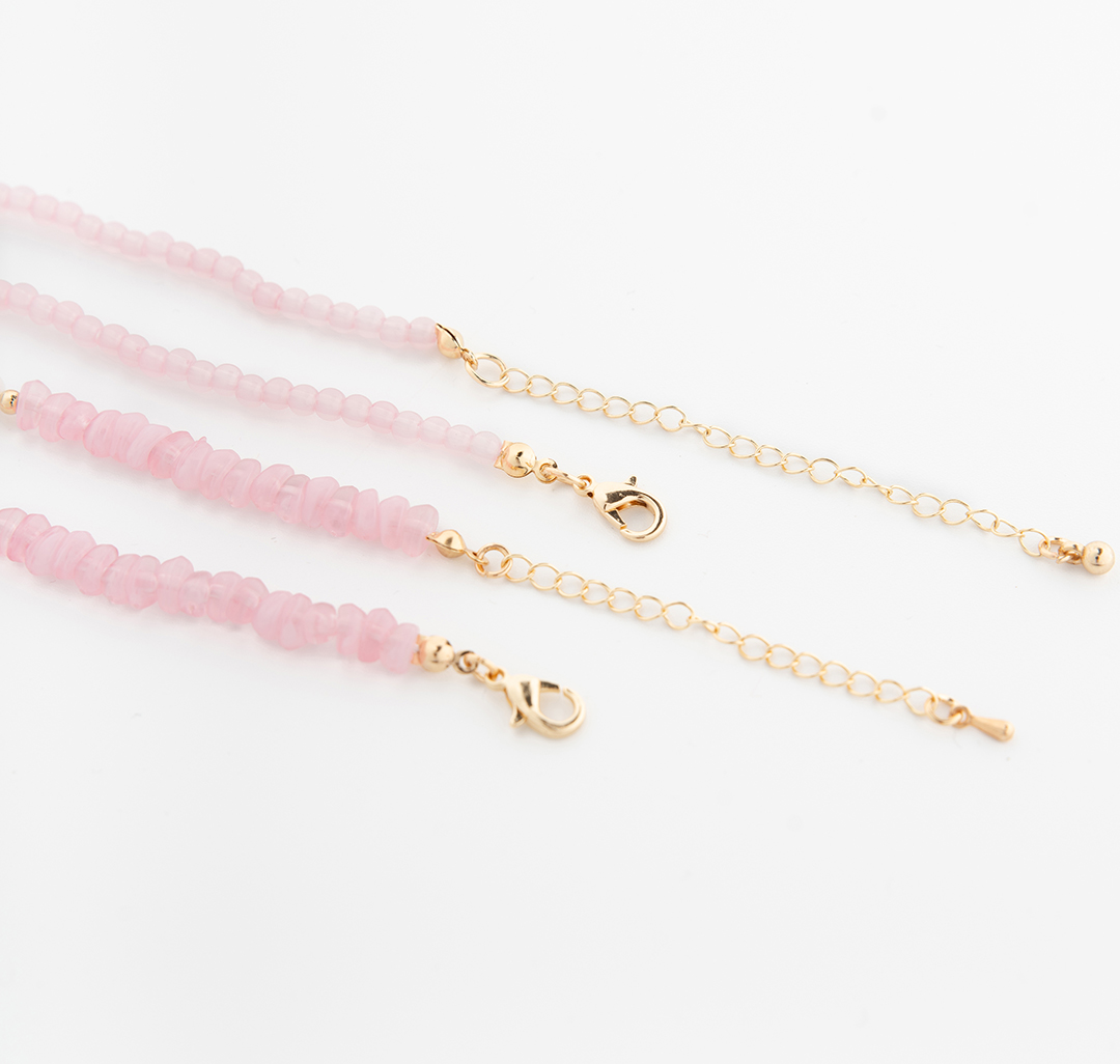 Набор колье (2 шт) Мармалато, цвет розовый-молочный-золото #5