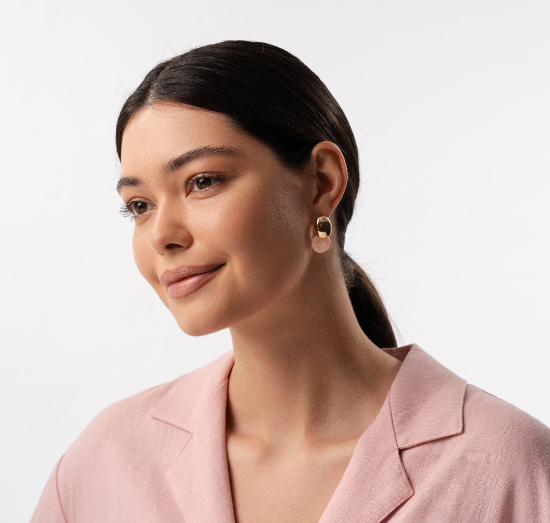 Серьги Мармалато, цвет золото-светло розовый-молочный #2