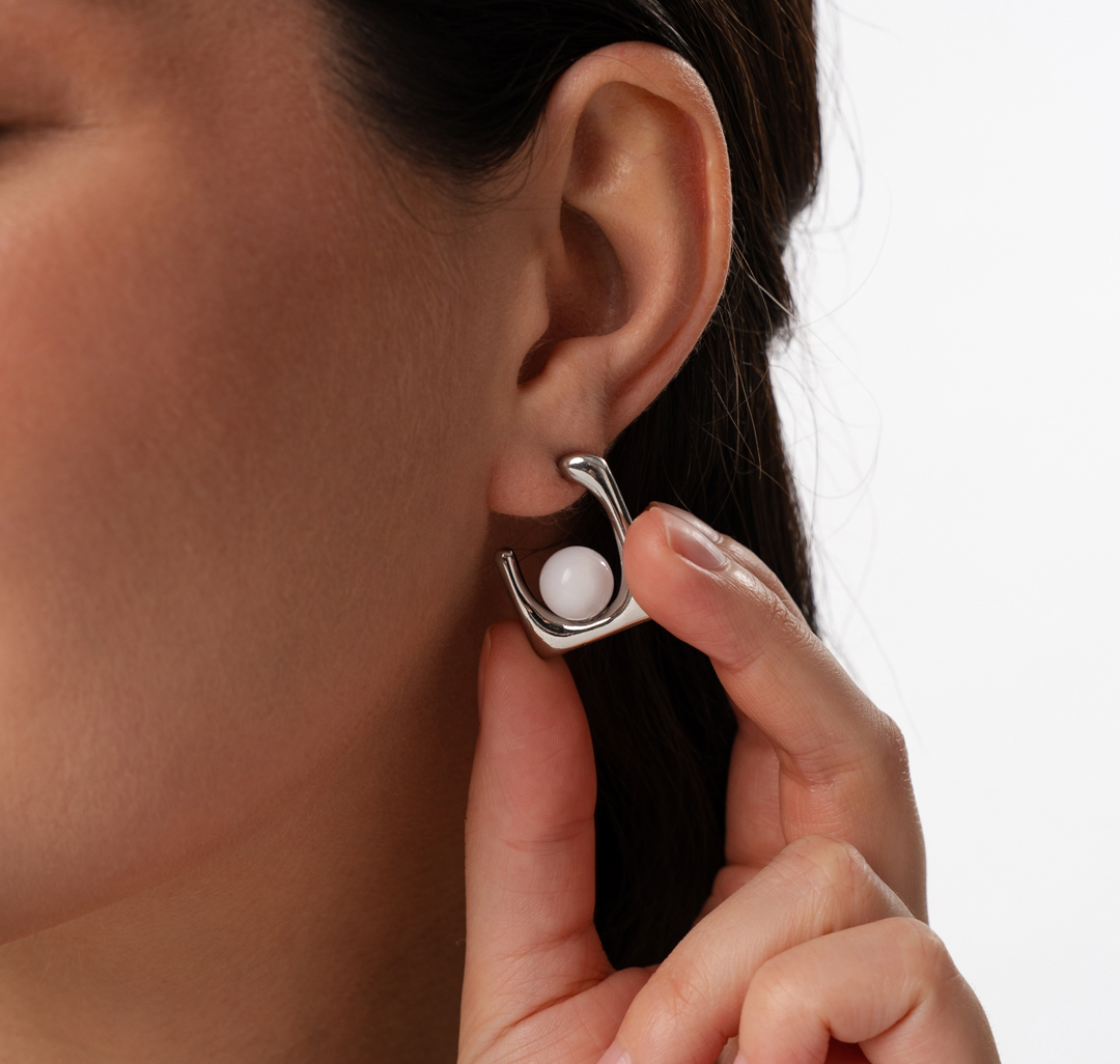 Серьги Мармалато, цвет белое серебро-белый #2