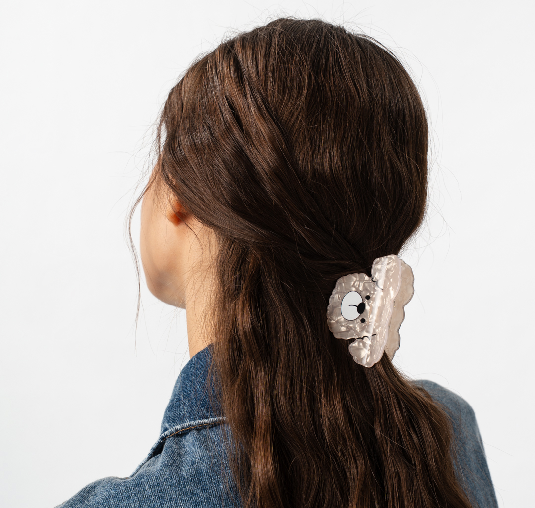 Заколка-краб Мармалато, цвет молочный-черный-белый #1