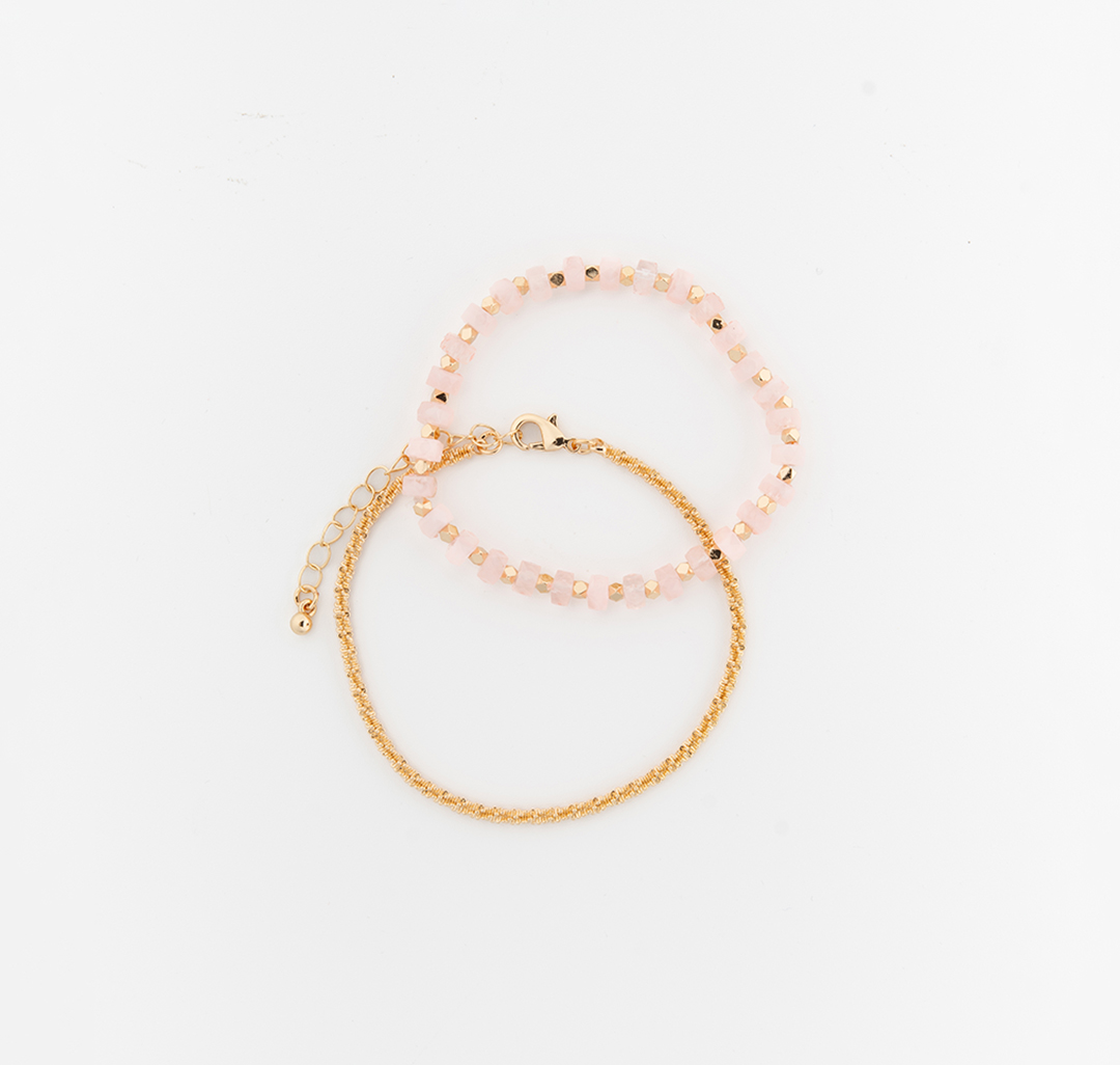 Набор браслетов (2 шт) Мармалато, цвет розовый-золото #4