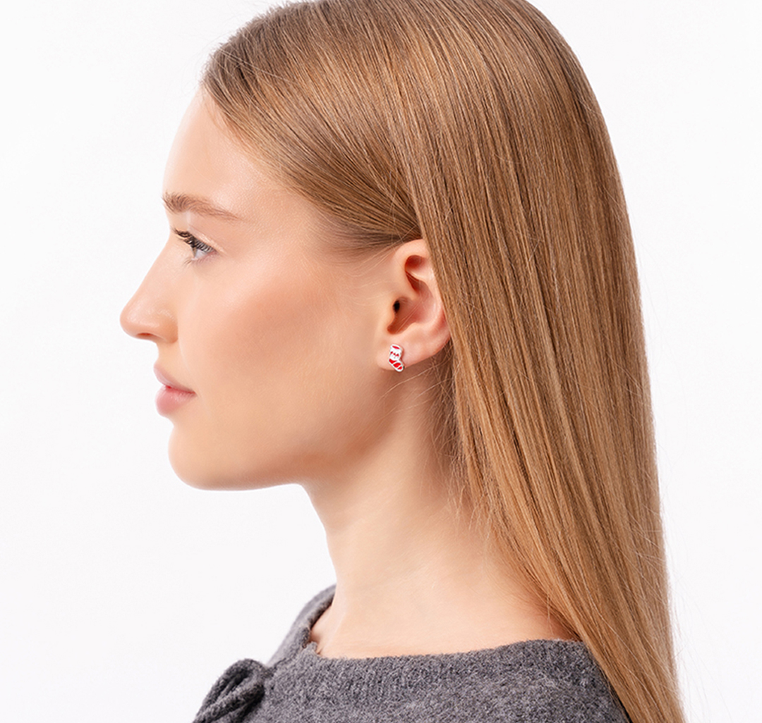 Серьги Мармалато, цвет красный-белый-белое серебро #3