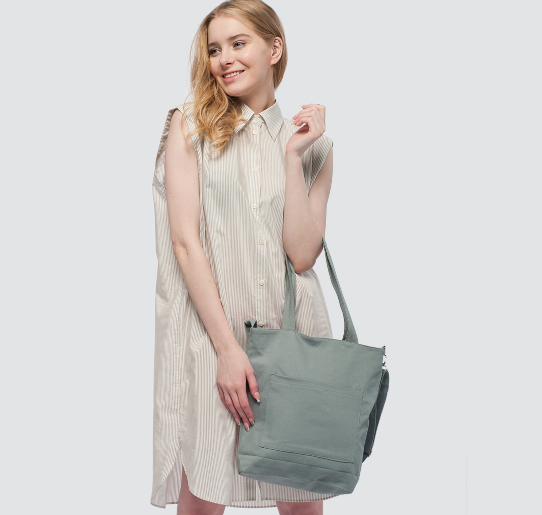 Текстильная женская сумка-шоппер Мармалато, цвет Шалфей-серебро #2