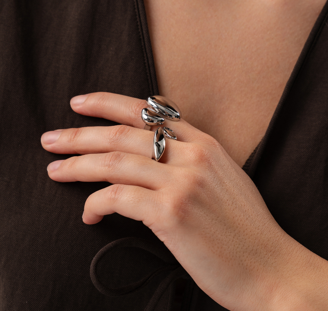 Набор колец (2 шт) Мармалато, цвет серебро #1