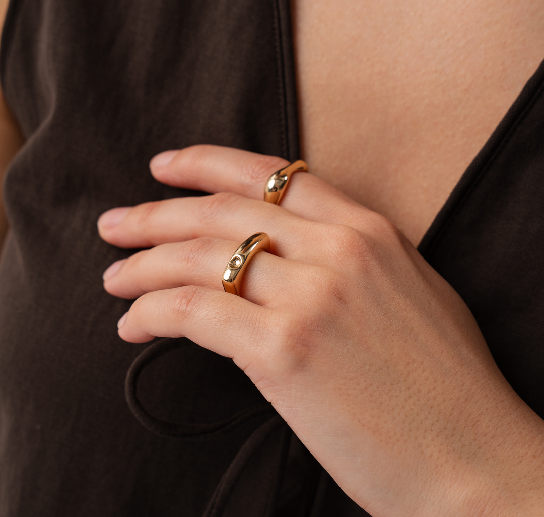 Набор колец (2 шт) Мармалато, цвет золото #1