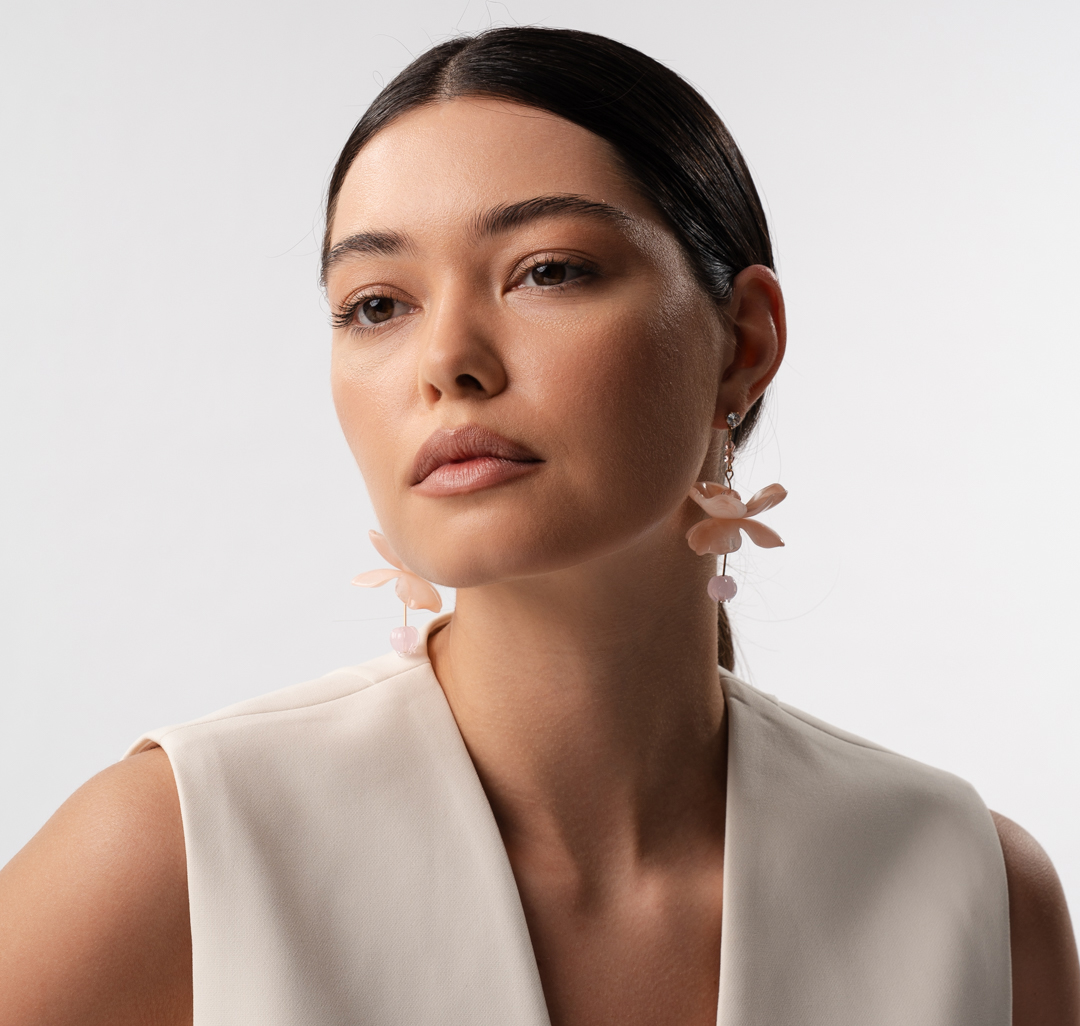 Серьги Мармалато, цвет светло розовый-золото-прозрачный #3