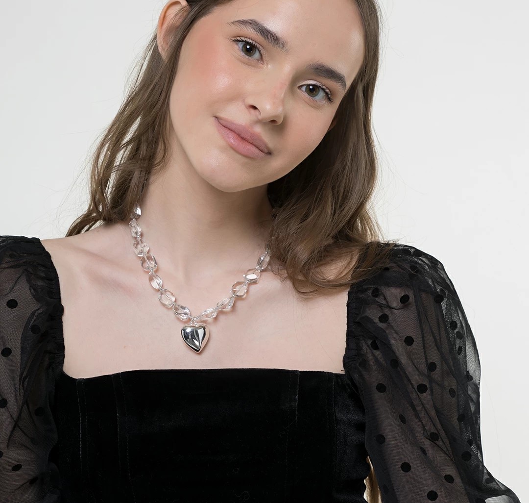 Колье Мармалато, цвет прозрачный-белое серебро #4