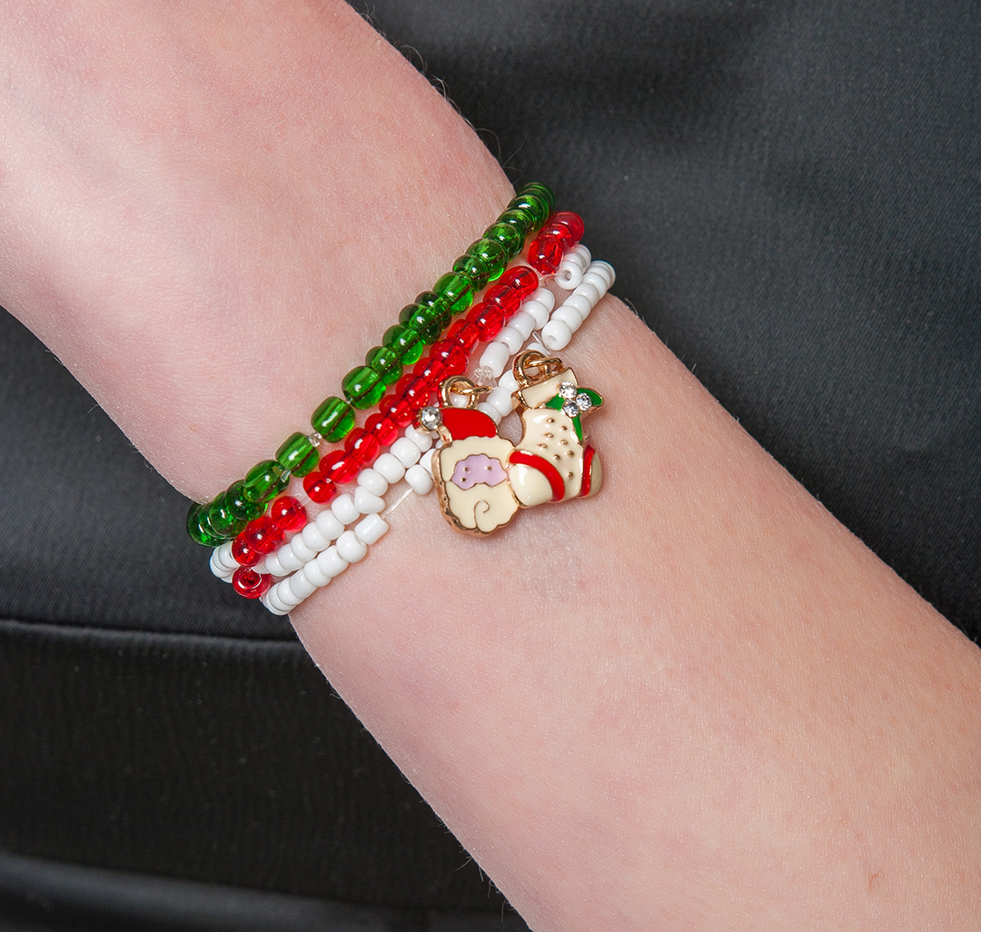 Набор браслетов (4 шт) Мармалато, цвет Красный-зеленый-белый-золото #2