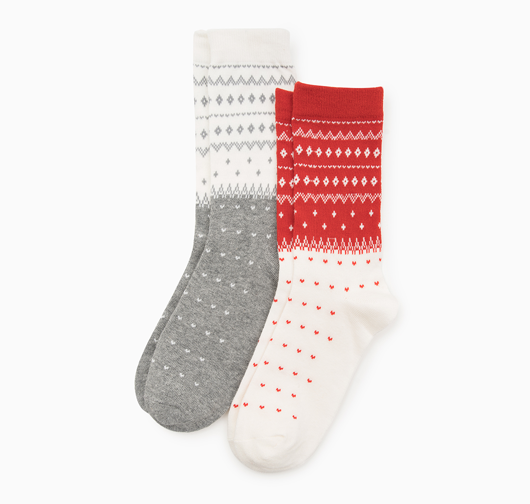 Носки (2 пары) Мармалато, цвет Молочный-красный-серый #2