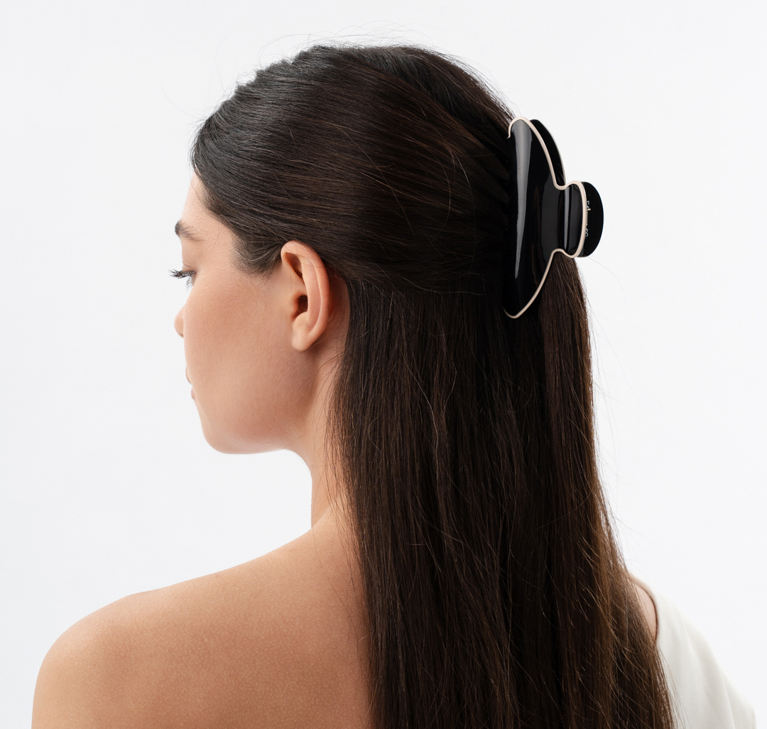 Заколка-краб Мармалато, цвет черный-молочный #1