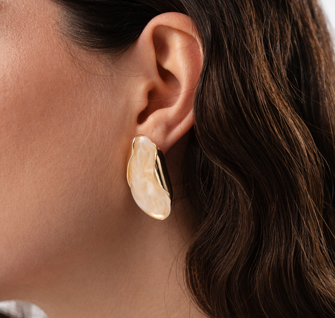 Серьги Мармалато, цвет молочный-золото #2