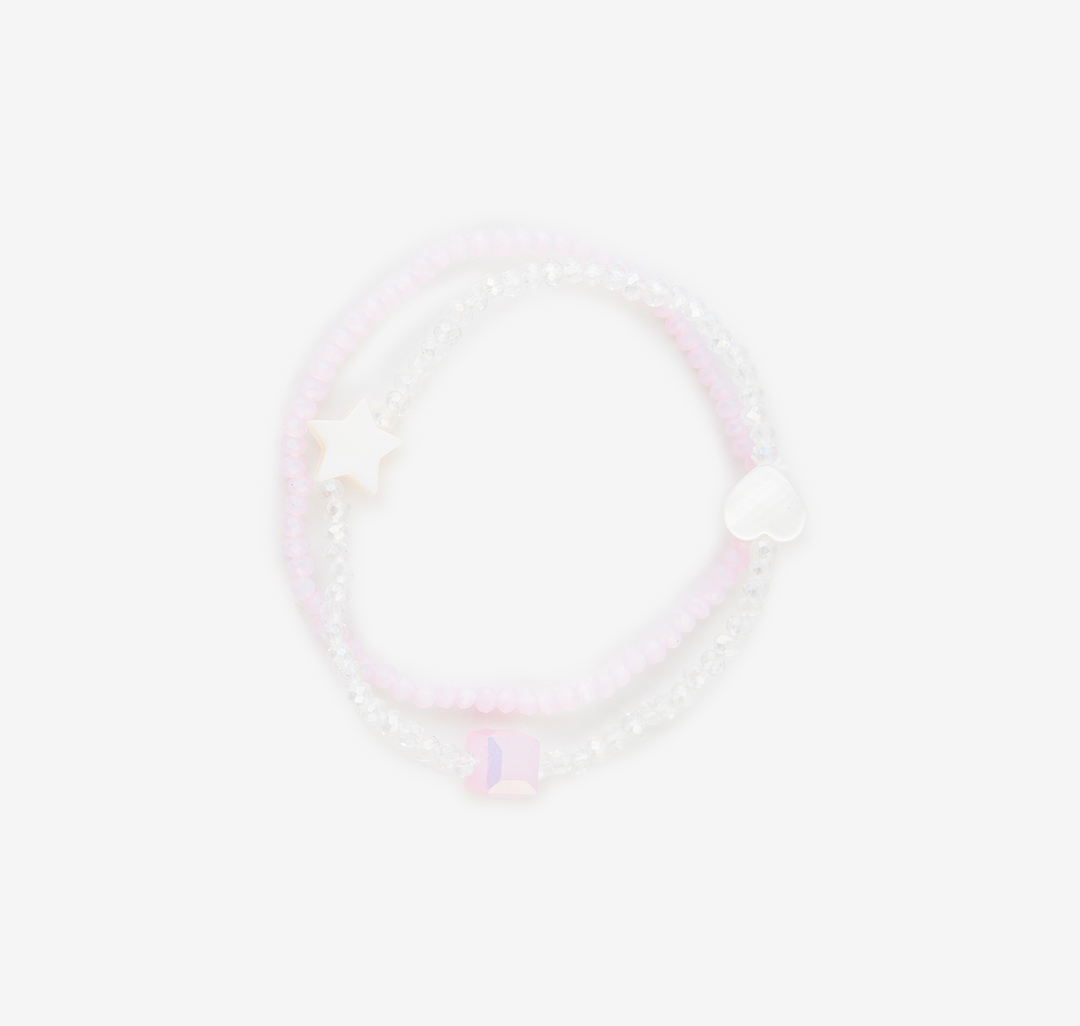 Набор браслетов (2 шт) Мармалато, цвет Розовый-прозрачный-белый #1