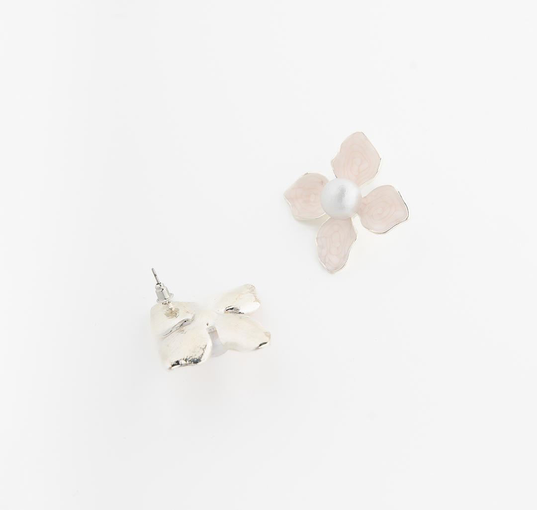 Серьги Мармалато, цвет розовый-белое серебро-жемчуг #4