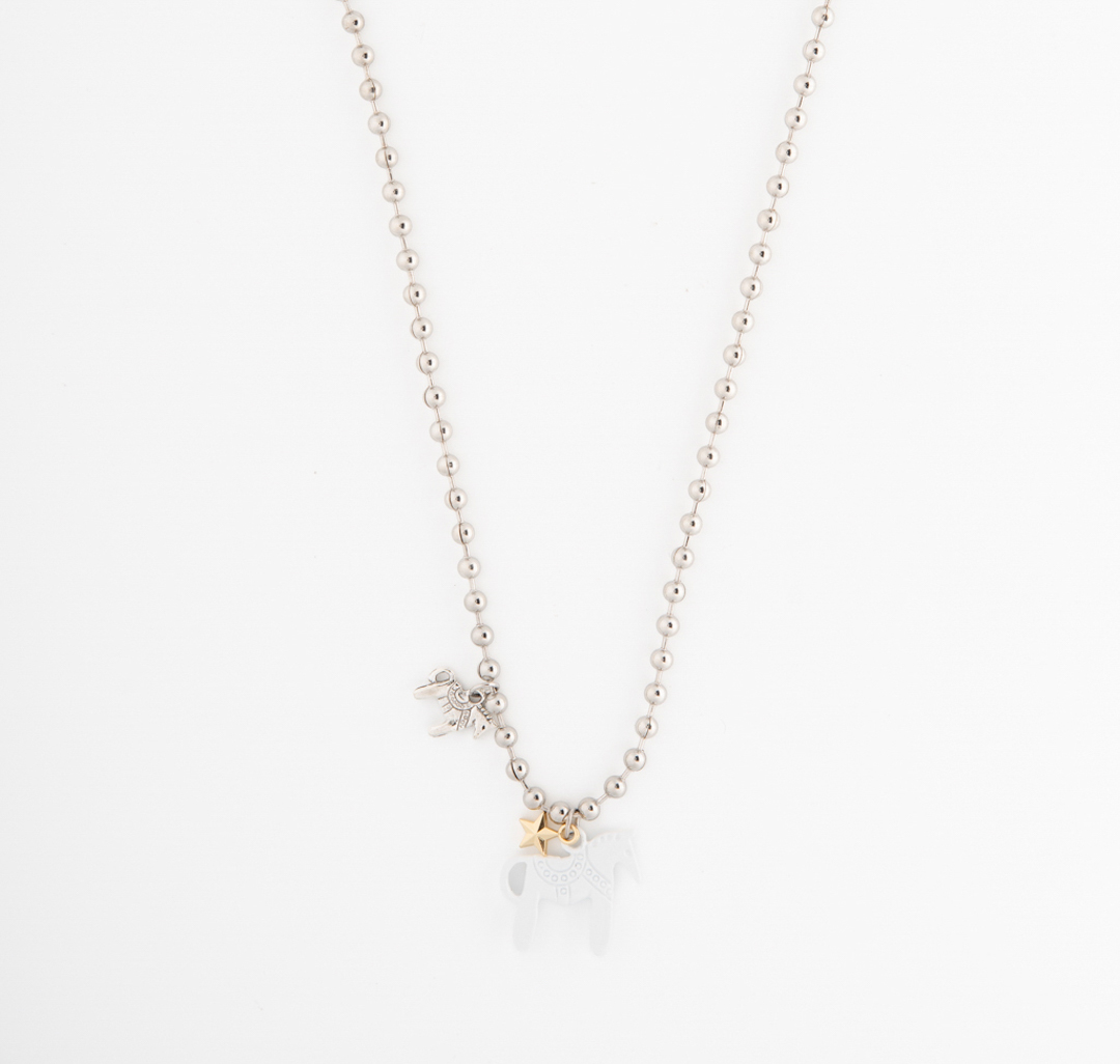 Колье Мармалато, цвет Серебро-молочный-золото #1