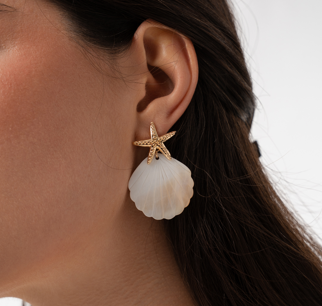 Серьги Мармалато, цвет золото-молочный #1